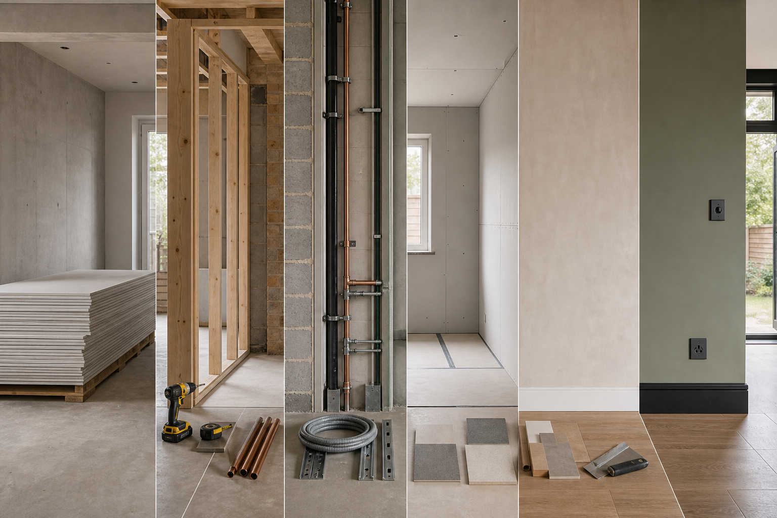 Organised build sequence notes and staged construction materials