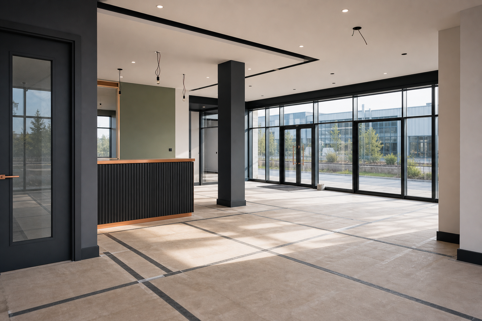 Commercial construction area nearing completion
